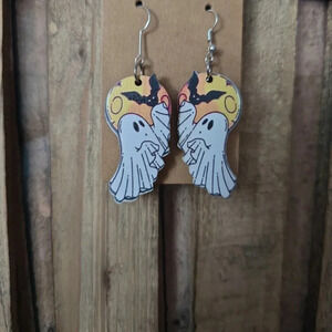 Halloween Ghost Wooden Earrings